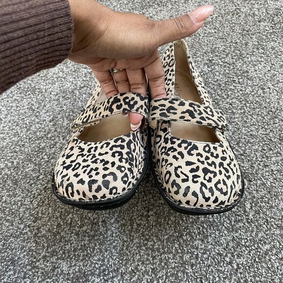 Alegria Feliz Classic Leopard Leather Suede Clogs Women's 38 7.5-8 Comfort Nurse - Picture 3 of 6